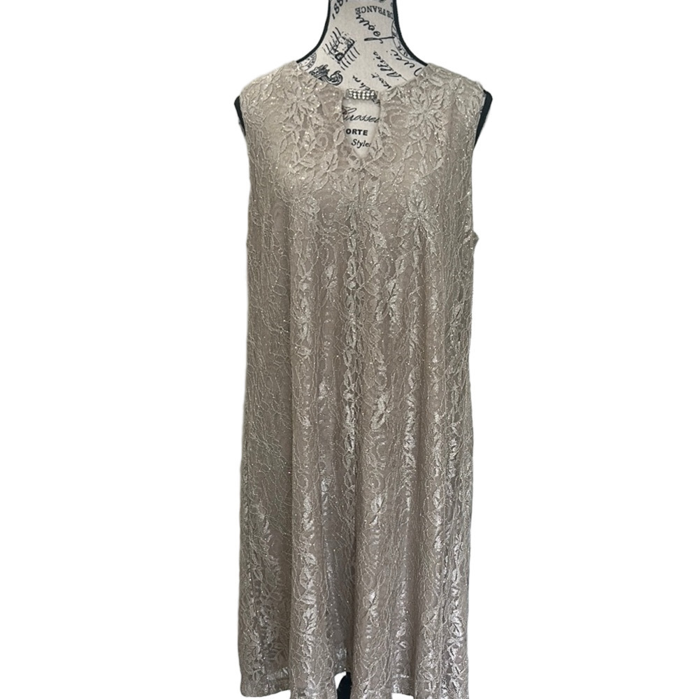 Jessica Howard Champagne Sparkle Lace Shift Dress NWT 12 Cocktail Wedding